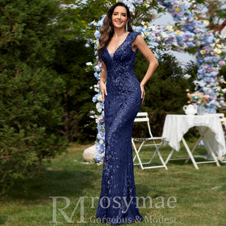 Temperament Slim Formal Evening Dress Mermaid Sequins Prom Dresses - Rosymae