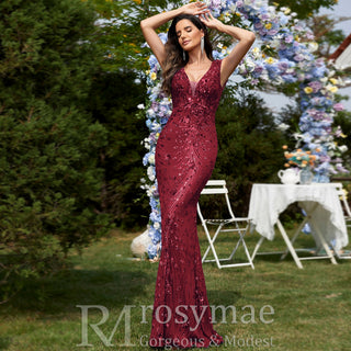 Temperament Slim Formal Evening Dress Mermaid Sequins Prom Dresses - Rosymae