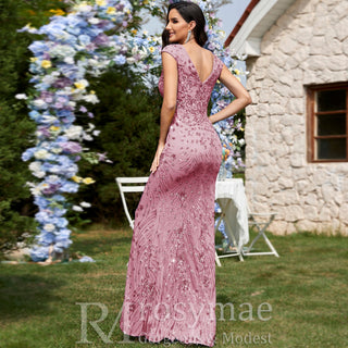Temperament Slim Formal Evening Dress Mermaid Sequins Prom Dresses - Rosymae