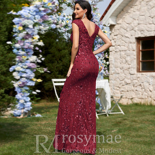 Temperament Slim Formal Evening Dress Mermaid Sequins Prom Dresses - Rosymae