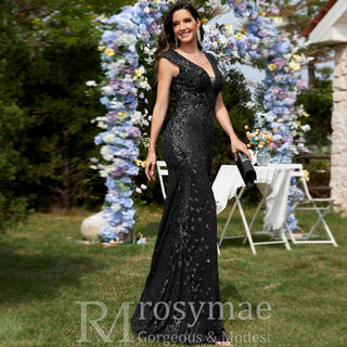 Temperament Slim Formal Evening Dress Mermaid Sequins Prom Dresses - Rosymae