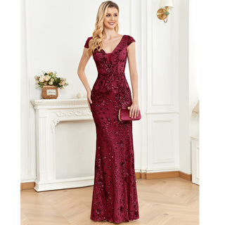 Temperament Slim Formal Evening Dress Mermaid Sequins Prom Dresses - Rosymae