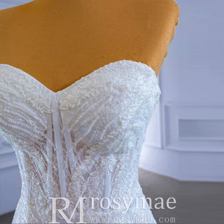 Tiered Ruffle Mermaid Wedding Dress with Detachable Straps - Rosymae