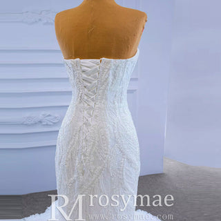 Tiered Ruffle Mermaid Wedding Dress with Detachable Straps - Rosymae