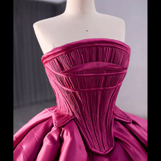 Tiered Ruffled Ssatin Homecoming Dress Strapless Short Prom Gown - Rosymae