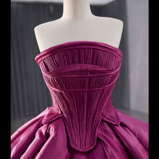 Tiered Ruffled Ssatin Homecoming Dress Strapless Short Prom Gown - Rosymae