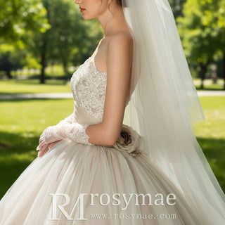 Timeless Strapless Ball gown Wedding Dress with Multi Level Tulle - Rosymae