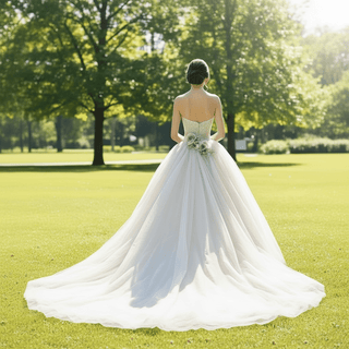 Timeless Strapless Ball gown Wedding Dress with Multi Level Tulle - Rosymae