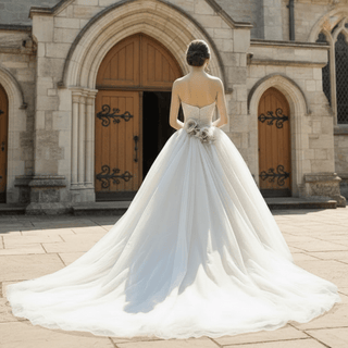 Timeless Strapless Ball gown Wedding Dress with Multi Level Tulle - Rosymae