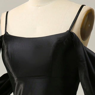 Trendy Backless Black Mermaid Bridesmaid Dress with Off Shoulder - Rosymae