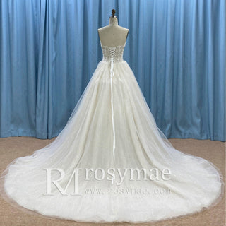 Trendy Design A-line Tulle Lace Wedding Dress with Detachable Top - Rosymae