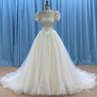 Trendy Design A-line Tulle Lace Wedding Dress with Detachable Top - Rosymae