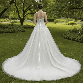 Trendy Design A-line Tulle Lace Wedding Dress with Detachable Top - Rosymae