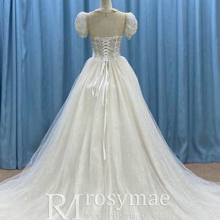 Trendy Design A-line Tulle Lace Wedding Dress with Detachable Top - Rosymae