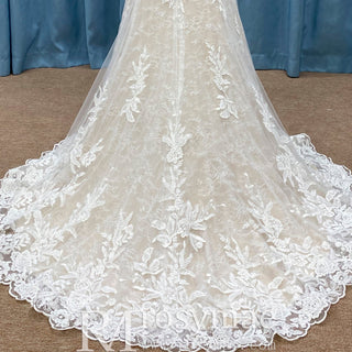 Trendy Strapless Fit and Flare Lace Wedding Dress Sweetheart Neck - Rosymae