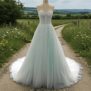 Trendy Sweetheart Neckline A-line Light Green Wedding Dress - Rosymae