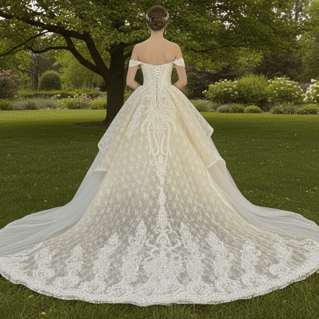 Trendy Traditional Sweetheart Off-the-Shoulder Wedding Dress - Rosymae