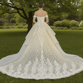 Trendy Traditional Sweetheart Off-the-Shoulder Wedding Dress - Rosymae
