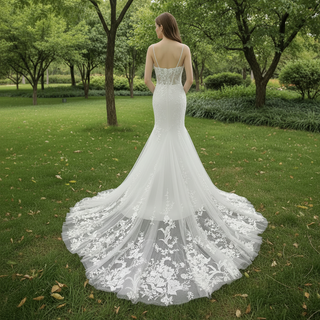 Lace Mermaid Wedding Dresses With Plunging Sweetheart Neckline