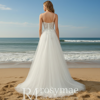 Simple Tulle A Line Women Spaghetti Straps Party Dress for Wedding