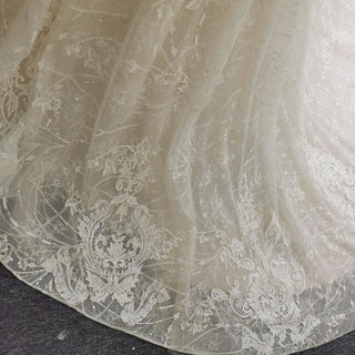 Tulle A-Line Wedding Dress with Cap Sleeves and Floral Lace Appliqués - Rosymae