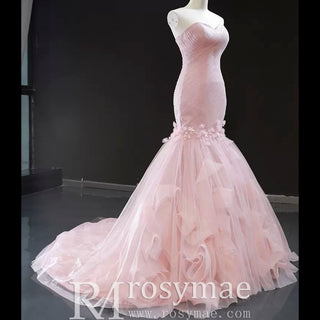 Tulle Prom Dress Sweetheart Mermaid Long Formal Dress with Ruffle - Rosymae