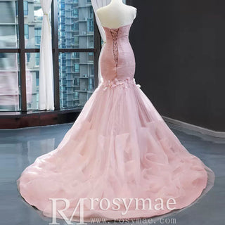 Tulle Prom Dress Sweetheart Mermaid Long Formal Dress with Ruffle - Rosymae