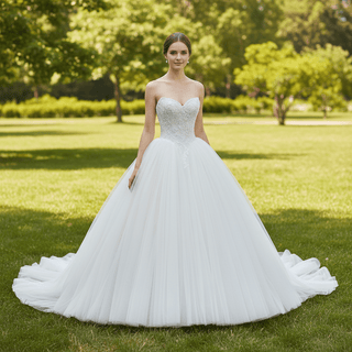 Tulle Strapless Wedding Dresses and Bridal Gowns with Sweetheart Neck - Rosymae