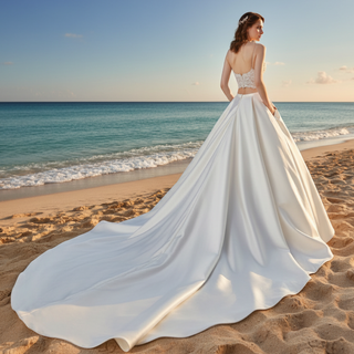 A-line Two Pieces Lace Top Wedding Dresses With Pockets