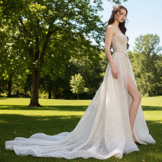 Two Piece Wedding Dress with Detachable Overskirt - Rosymae