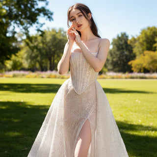 Two Piece Wedding Dress with Detachable Overskirt - Rosymae