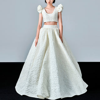 Capped Sleeves Two-Piece Wedding Dresses with Square-neck