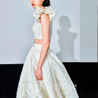 Capped Sleeves Two-Piece Wedding Dresses with Square-neck