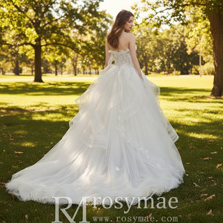 Unique and Ruffled & Tiered Wedding Dresses with Low Back - Rosymae