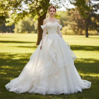 Unique and Ruffled & Tiered Wedding Dresses with Low Back - Rosymae