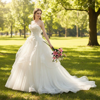 Unique and Ruffled & Tiered Wedding Dresses with Low Back - Rosymae