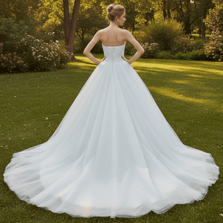 Unique Asymmetrical Neckline Strapless Simple Wedding Dress - Rosymae