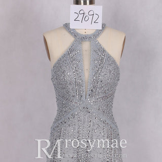 Unique Crystals Mermaid Prom Dress Sparkly Evening Gown - Rosymae