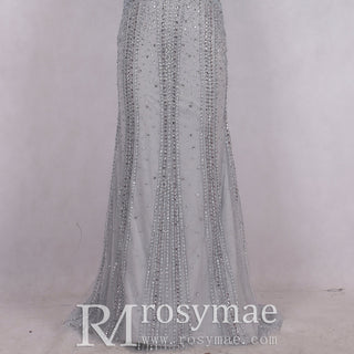 Unique Crystals Mermaid Prom Dress Sparkly Evening Gown - Rosymae
