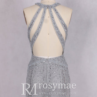 Unique Crystals Mermaid Prom Dress Sparkly Evening Gown - Rosymae