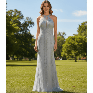 Unique Crystals Mermaid Prom Dress Sparkly Evening Gown - Rosymae