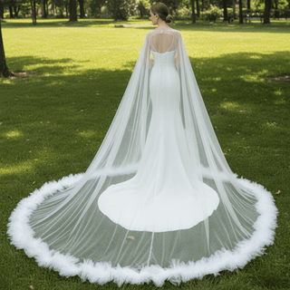 Unique Design Keyhole Satin Mermaid Wedding Dress with Cape - Rosymae