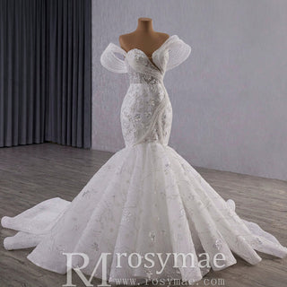 Unique Design Off the Shoulder Trumpet Wedding Dress for Trendy Brides - Rosymae