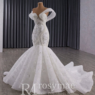 Unique Design Off the Shoulder Trumpet Wedding Dress for Trendy Brides - Rosymae