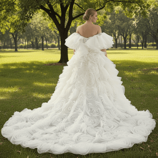 Unique Design Sparkly Mermaid Wedding Dress With Cape train - Rosymae