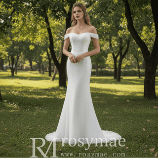 Unique Design Sparkly Mermaid Wedding Dress With Cape train - Rosymae
