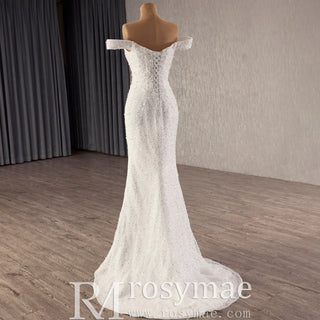 Unique Design Sparkly Mermaid Wedding Dress With Cape train - Rosymae
