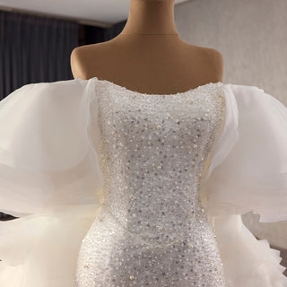 Unique Design Sparkly Mermaid Wedding Dress With Cape train - Rosymae