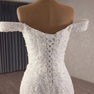 Unique Design Sparkly Mermaid Wedding Dress With Cape train - Rosymae