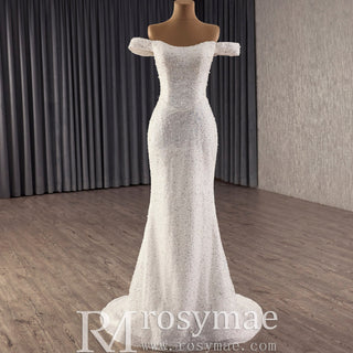 Unique Design Sparkly Mermaid Wedding Dress With Cape train - Rosymae
